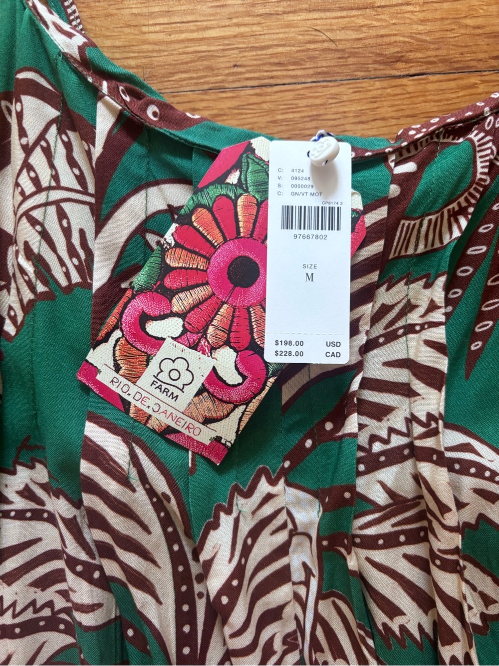 FARM Rio Green and Brown Botanical Print Maxi ⭐️NWT⭐️ Medium - Picture 3 of 4